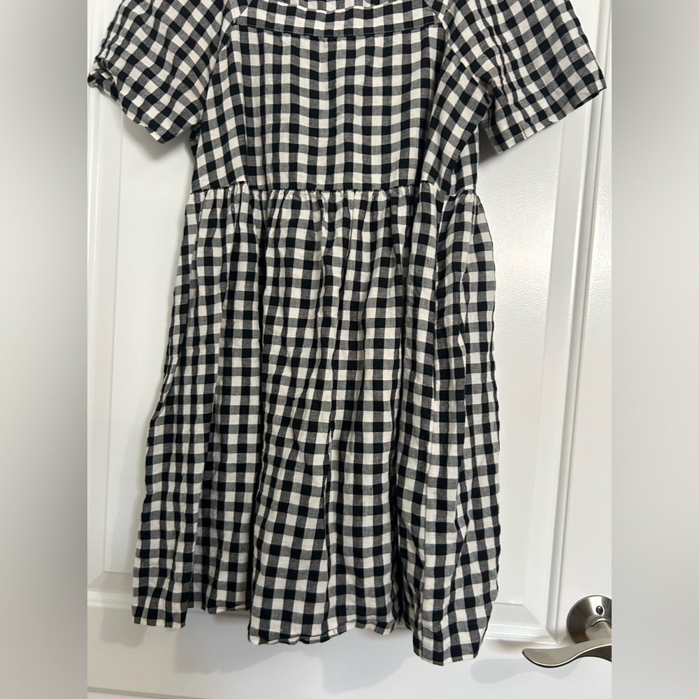 Madewell Women Linen Blend Allie Mini Dress in Gingham Check size small preppy - Picture 13 of 15